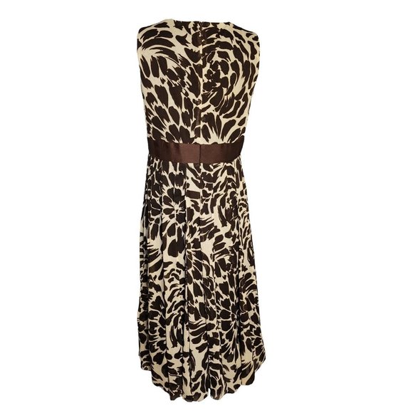 JESSICA HOWARD Brown Floral Hawaiian Chiffon Sleeveless Beaded Dress Womens 10 - Picture 4 of 8